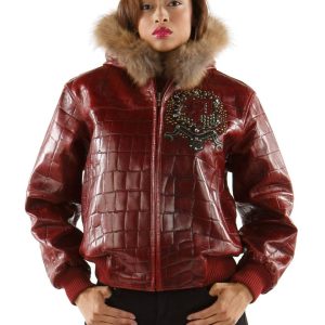 Ladies Pelle Pelle Maroon Legendary MB 1978 Fur Hood Jacket