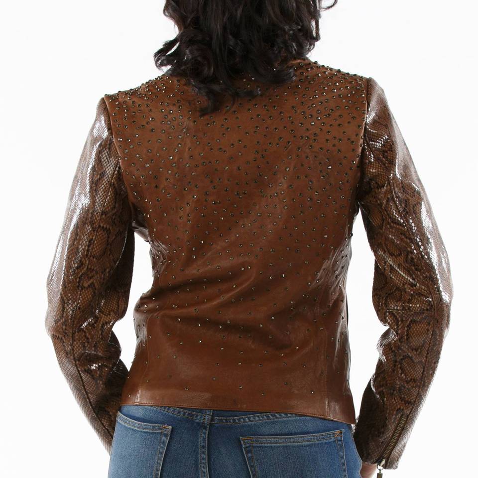 Ladies Pelle Pelle Princess Cut Dark Brown Leather Jacket