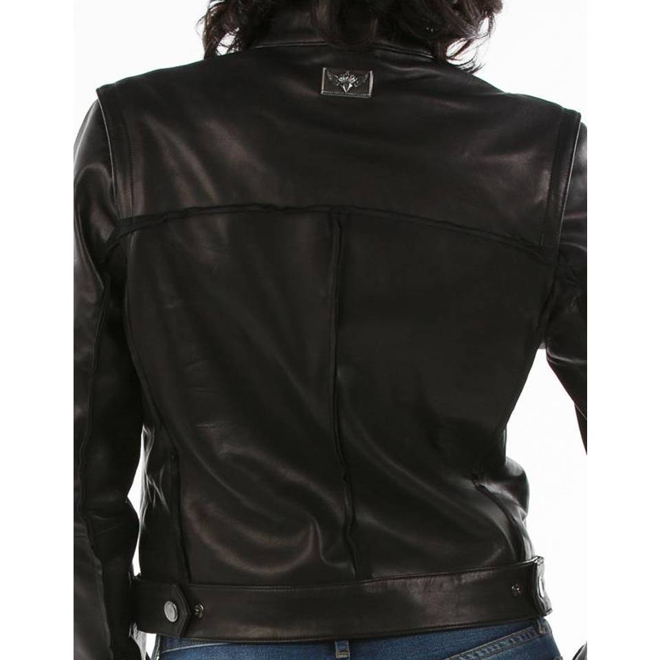 Ladies Pelle Pelle Princess Cut Ruffled Fitted Black Leather Jacket