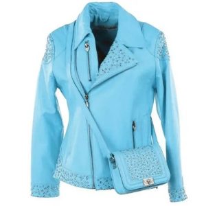 Ladies Pelle Pelle Princess Cut Turquoise Jacket