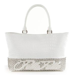 Ladies Pelle Pelle White Encrusted Studded Handbag