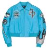 Ladies World Famous Pelle Pelle Blue Crop Leather Jacket