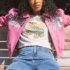 Limited Edition Chicago Women Pelle Pelle X TB Windy City MB Pink Jacket