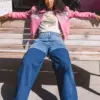 Limited Edition Chicago Women Pelle Pelle X TB Windy City MB Pink Leather Jacket