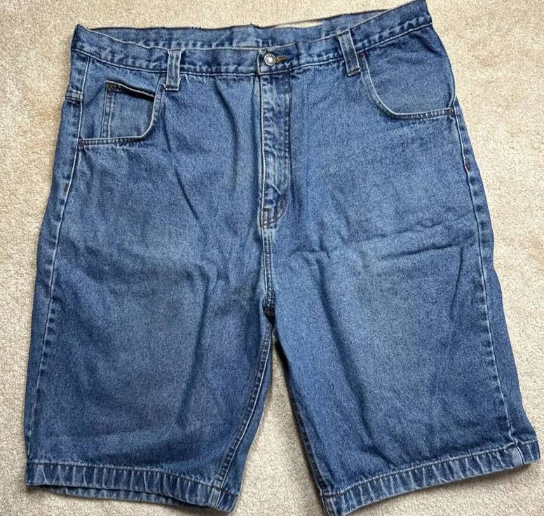 Marc Buchanan Pelle Pelle Blue Logo Patch Shorts