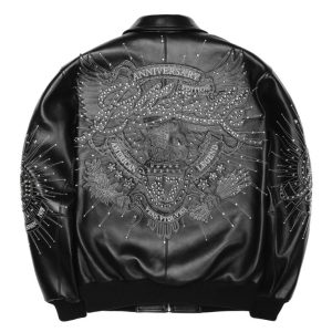 Men 47th Anniversary Pelle Pelle MB Black Genuine Leather Jacket