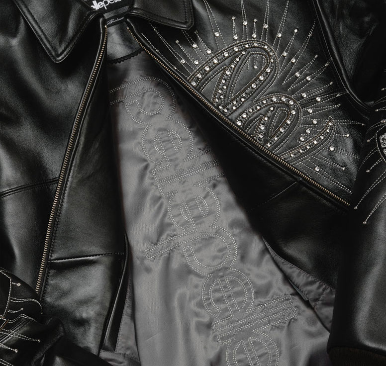 Men 47th Anniversary Pelle Pelle MB Black Studded Leather Jacket