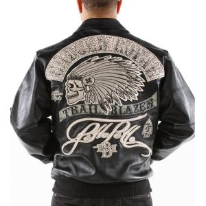 Men Black Pelle Pelle Badged Trail Blazer MB Men's Leather Jacket