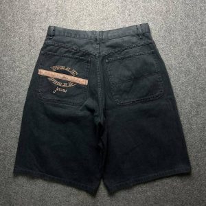 Men Black Pelle Pelle Jeans Denim Shorts