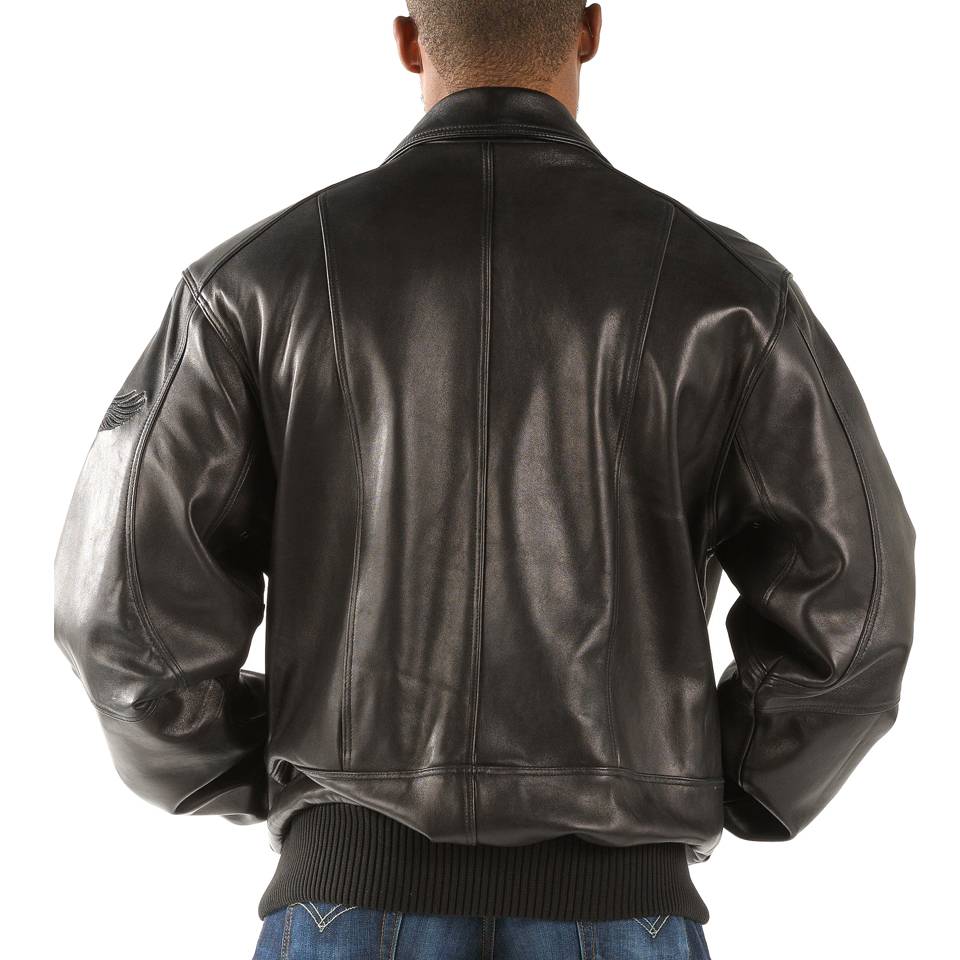 Men Black Pelle Pelle Leather Leather Jacket