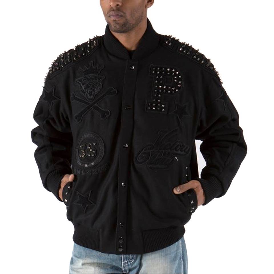 Men Classic Pelle Pelle Victory Glory Black Varsity Jacket