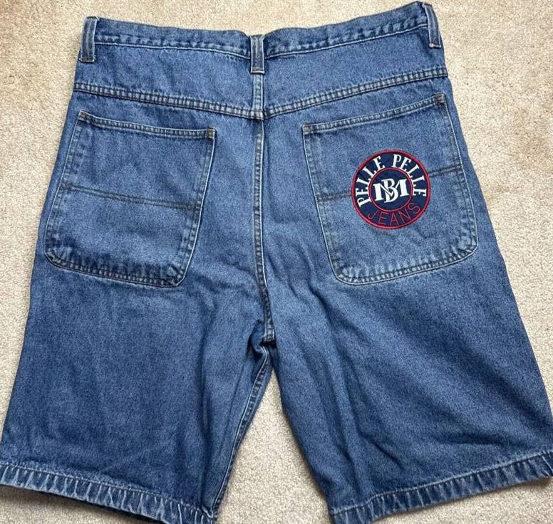 Men Marc Buchanan Pelle Pelle Blue Logo Patch Shorts