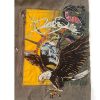 Men Olive Green Pelle Pelle Baggy Skater Skull Eagle Shorts