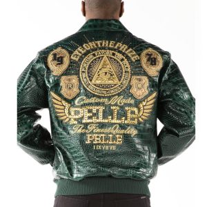 Men Pelle Pelle 1978 Eye on the Prize Green Leather Jacket