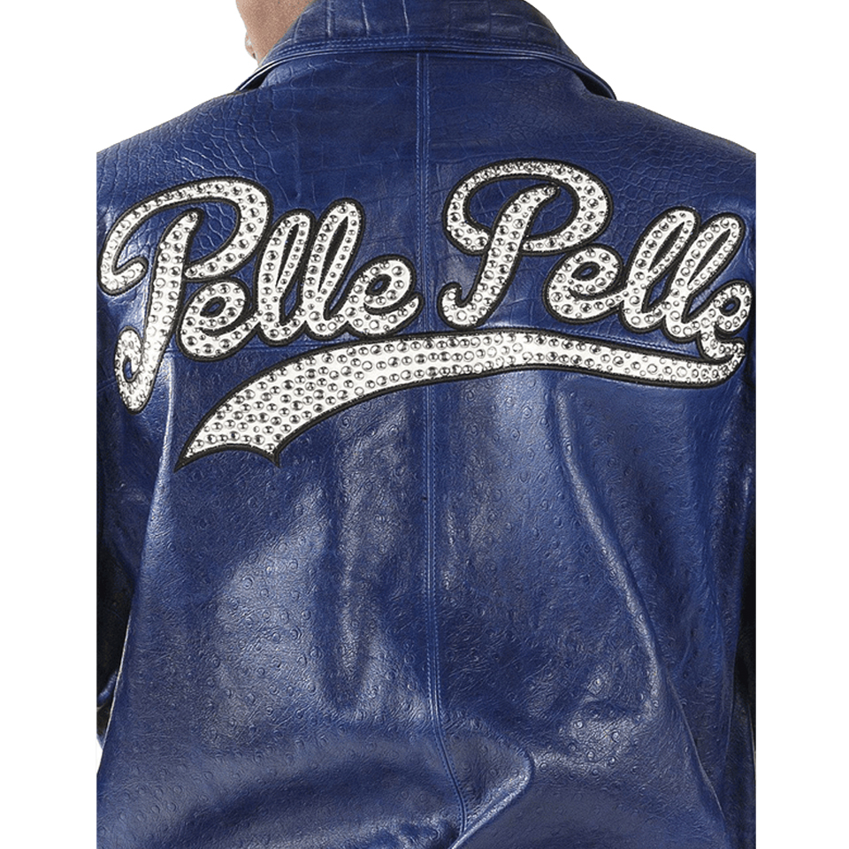 Men Pelle Pelle 1978 Letterman Blue Jacket