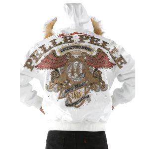 Men Pelle Pelle 40th Anniversary White Fur Hood Leather Jacket