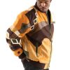 Men Pelle Pelle Abstract Brown Jacket