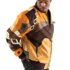 Men Pelle Pelle Abstract Brown Jacket