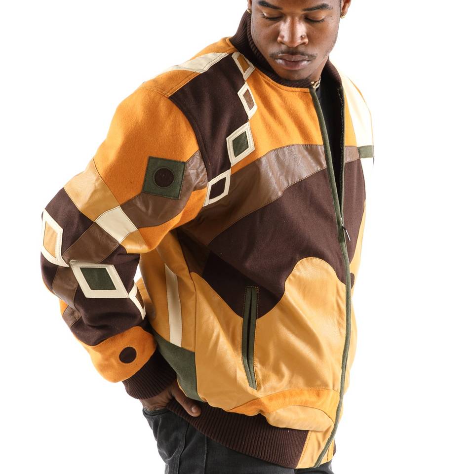 Men Pelle Pelle Abstract Brown Jacket