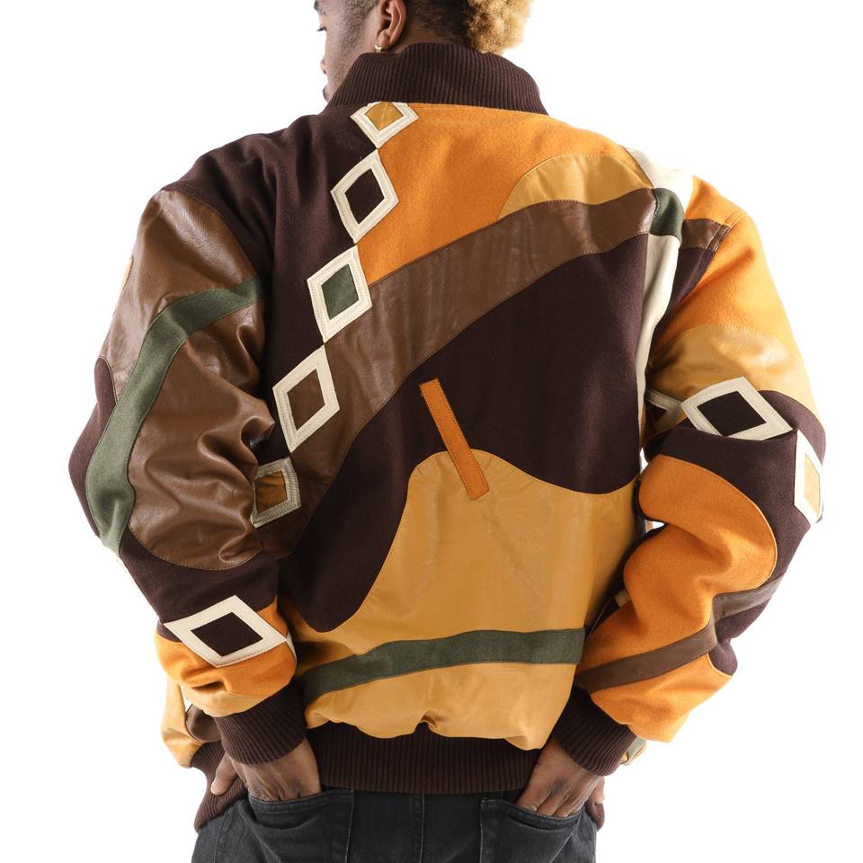Men Pelle Pelle Abstract Brown Wool Jacket