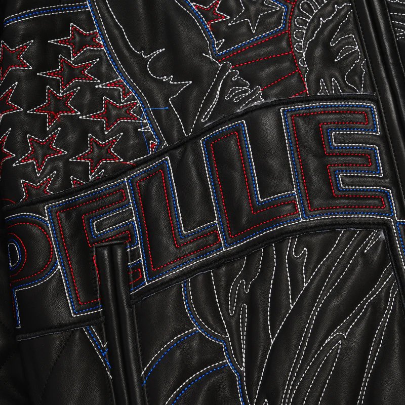 Men Pelle Pelle America Quilted Black Leather Jacket
