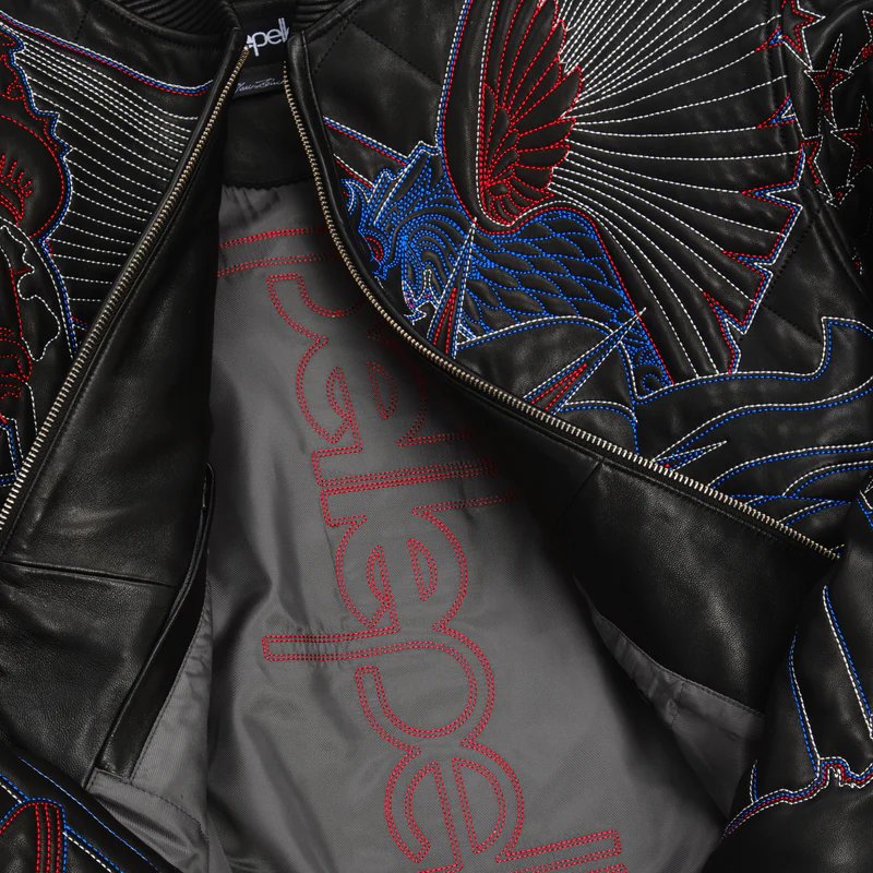Men Pelle Pelle America Quilted Black Real Leather Jacket