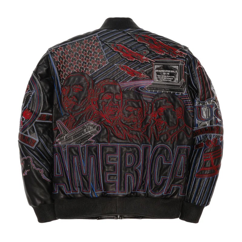 Men Pelle Pelle America Quilted Black Top Grain Leather Jacket