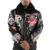 Men Pelle Pelle American Bruiser Black Fur Collar Jacket