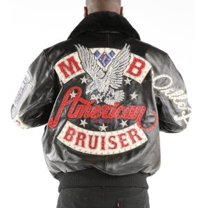 Men Pelle Pelle American Bruiser Black Fur Collar Leather Jacket