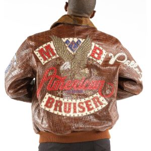 Men Pelle Pelle American Bruiser Brown Fur Collar Leather Jacket