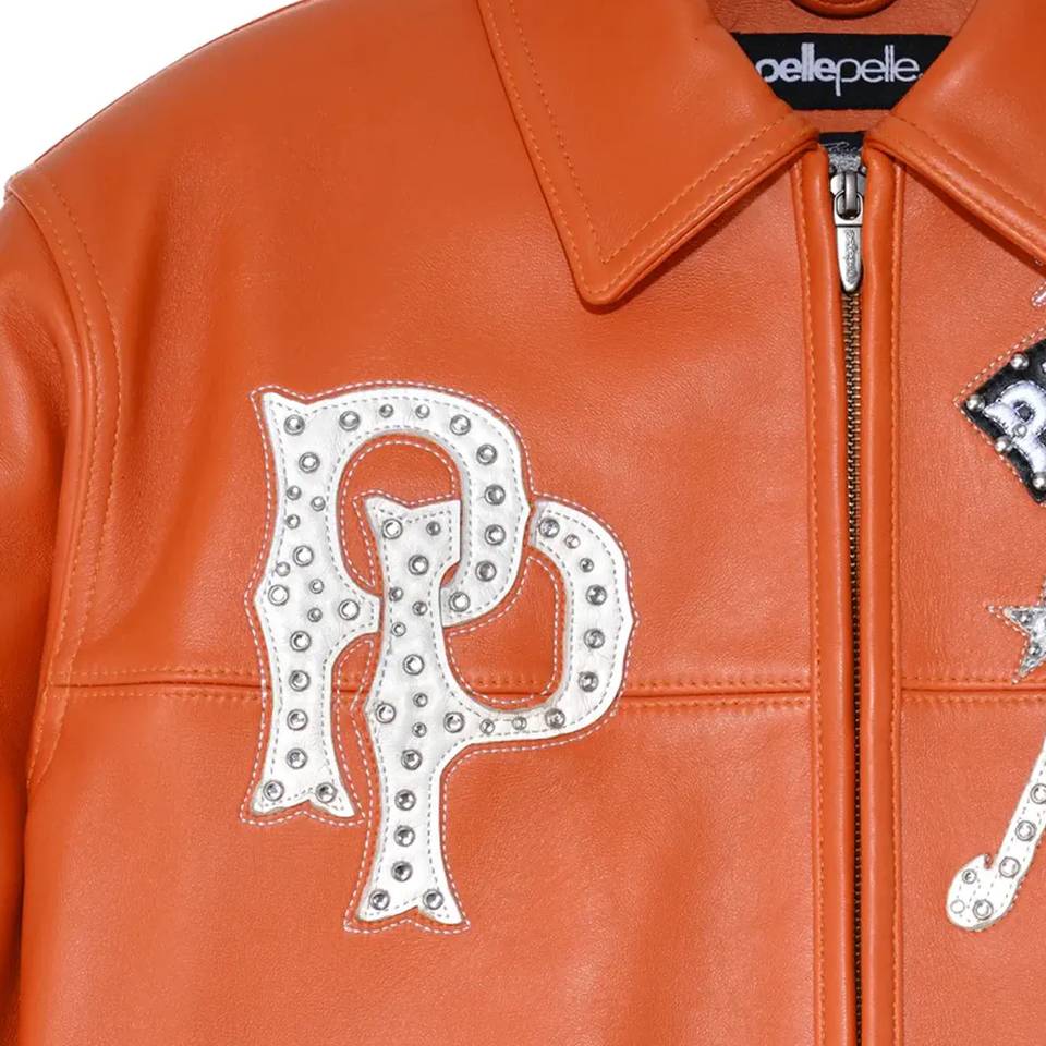Men Pelle Pelle American Bruiser MB 1978 Orange Leather Jacket