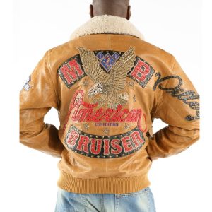 Men Pelle Pelle American Bruiser Yellow Fur Collar Leather Jacket