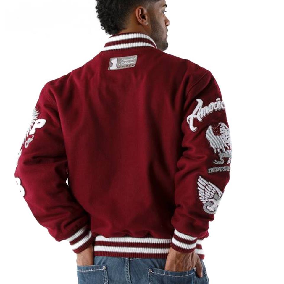 Men Pelle Pelle American Legend Varsity Maroon Wool Jacket