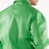 Men Pelle Pelle Applique Basic Green Leather Jacket