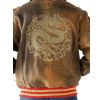 Men Pelle Pelle Asian Dragon Heart Brown Varsity Genuine Leather Jacket