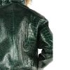 Men Pelle Pelle Basic Nile Green Two-Tone Cayman Fur Hood Leather Jacket