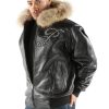 Men Pelle Pelle Black Fur Hood Jacket