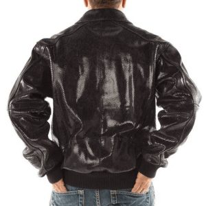 Men Pelle Pelle Black Python Leather Jacket