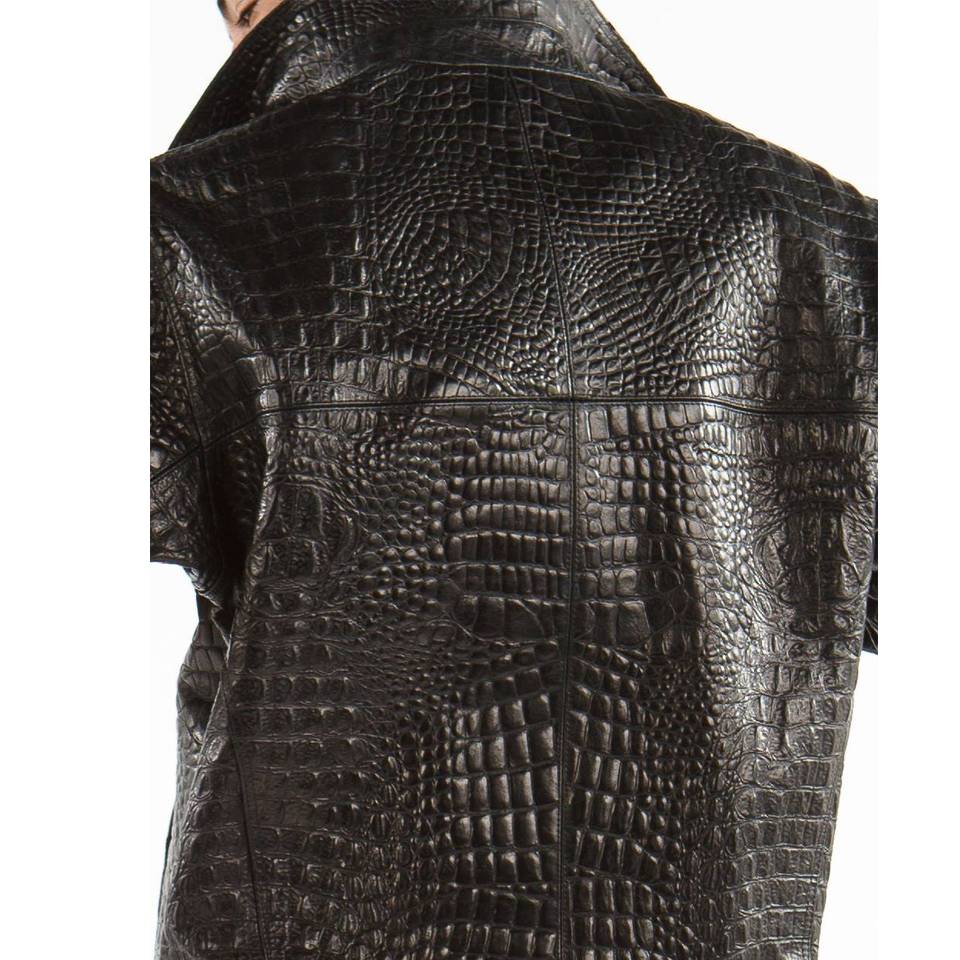 Men Pelle Pelle Black Script Genuine Leather Jacket