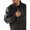 Men Pelle Pelle Black Zipper Fur Collar Jacket
