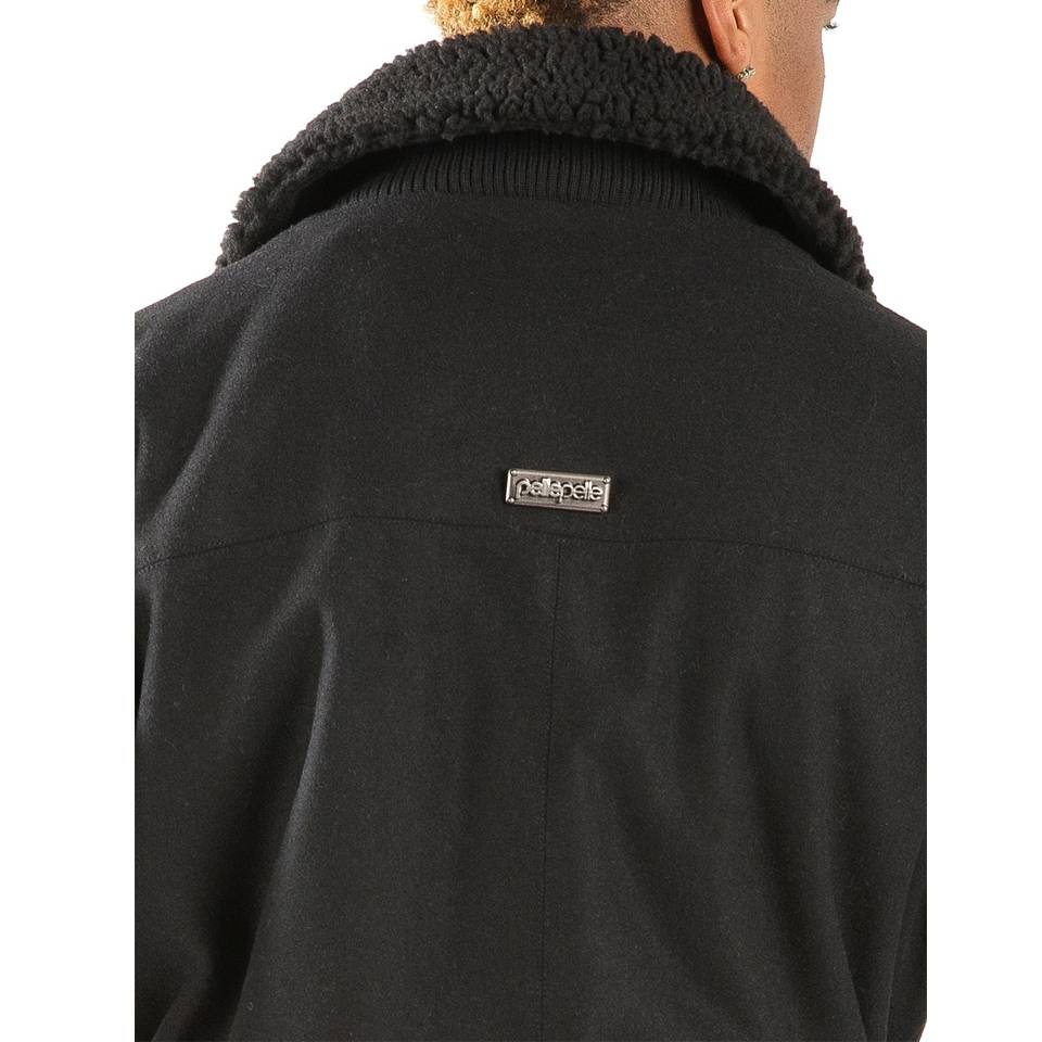 Men Pelle Pelle Black Zipper Jacket with Leather Sleeves