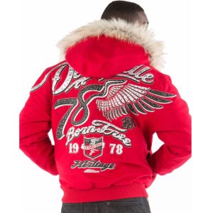 Men Pelle Pelle Born Free MB 1978 Red Fur Hood Wool Jacket