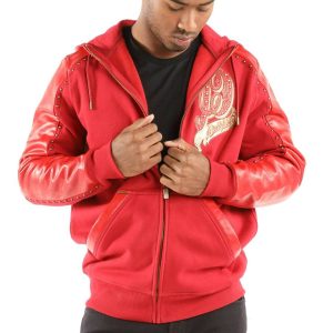 Men Pelle Pelle Born & Raised 1978 Red Wool Hoodie