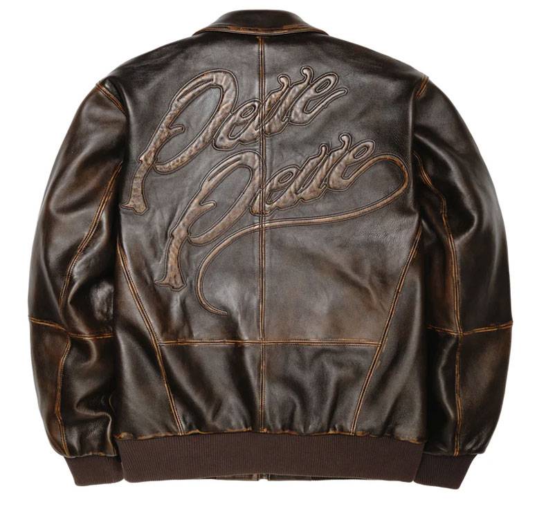 Men Pelle Pelle Brown Abrasion Two Tone Genuine Leather Jacket