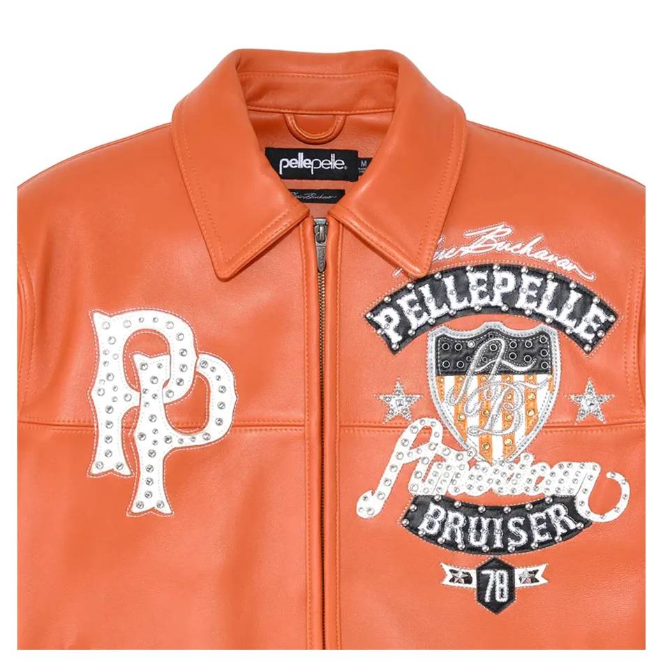 Men Pelle Pelle Bruiser MB 1978 Orange Leather Jacket