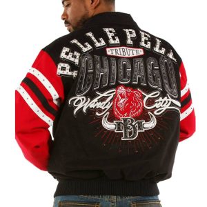 Men Pelle Pelle Chicago Tribute MB 1978 Black Wool Jacket