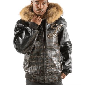 Men Pelle Pelle Classic Black Fur Hood Jacket