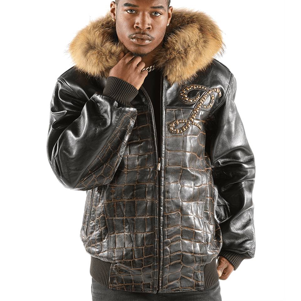 Men Pelle Pelle Classic Black Fur Hood Jacket