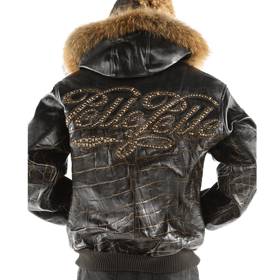 Men Pelle Pelle Classic Black Fur Hood Leather Jacket