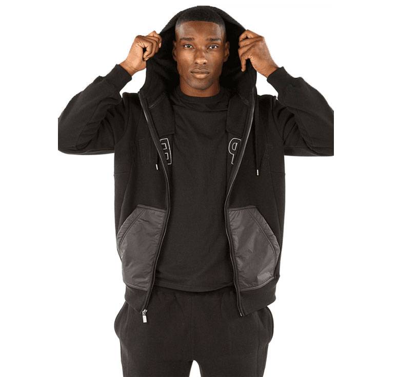 Men Pelle Pelle Classic Black Midlayer Warm Up Wool Tracksuit
